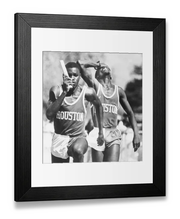 Framed Print : Carl Lewis Running Relay with Greg Turner Framed Print : Carl Lewis Running Relay with Greg Turner