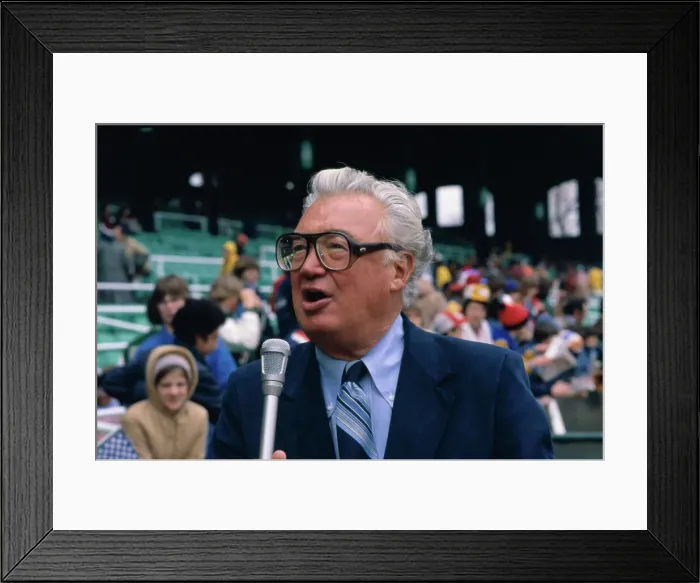 Framed Print : Sportscaster Harry Caray Announcing Baseball Game Framed Print : Sportscaster Harry Caray Announcing Baseball Game