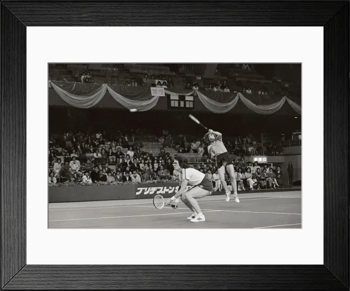 Framed Print : Billie Jean King and Martina Navaritlova in Tennis Action Framed Print : Billie Jean King and Martina Navaritlova in Tennis Action