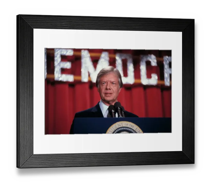 Framed Print : Jimmy Carter Speaking into Microphones Framed Print : Jimmy Carter Speaking into Microphones