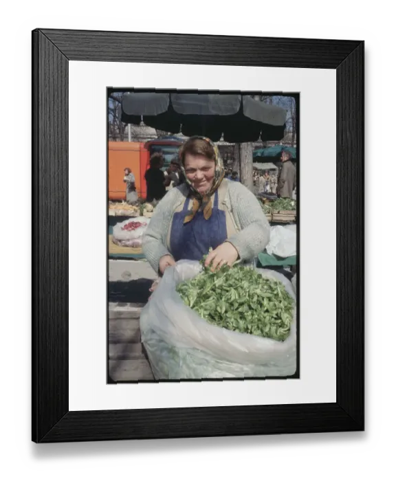 Framed Print : Woman with Bag of Lettuce Framed Print : Woman with Bag of Lettuce