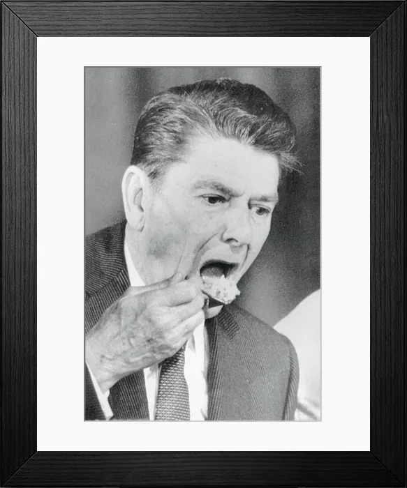 Framed Print : Ronald Reagan Eating Food Framed Print : Ronald Reagan Eating Food