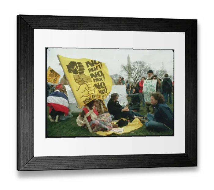 Framed Print : Draft Protesters with Signs Framed Print : Draft Protesters with Signs