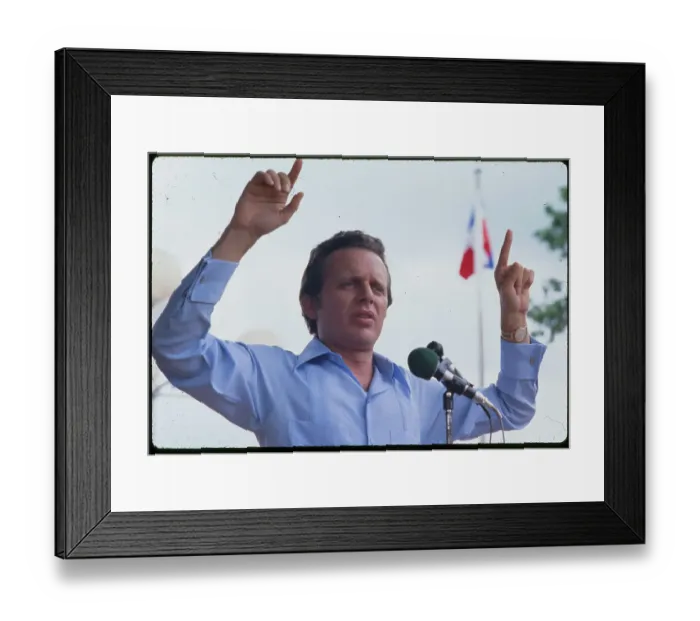 Framed Print : Ruben Berrios Martinez Speaking with Arms Raised Framed Print : Ruben Berrios Martinez Speaking with Arms Raised