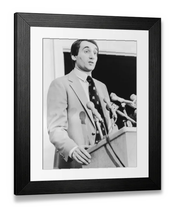 Framed Print : Mike Krzyzewski Fields Questions After Being Named Head Coach at Duke Framed Print : Mike Krzyzewski Fields Questions After Being Named Head Coach at Duke
