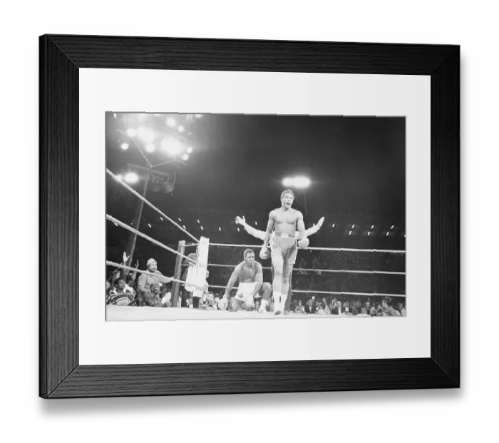 Framed Print : Joe Frazier and George Foreman in Boxing Ring