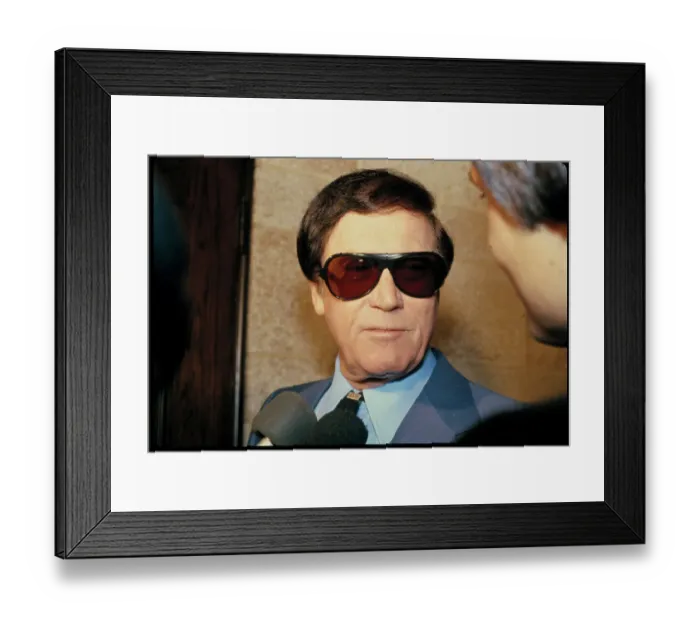 Framed Print : Former Lone Ranger Clayton Moore Speaking to Reporter Framed Print : Former Lone Ranger Clayton Moore Speaking to Reporter