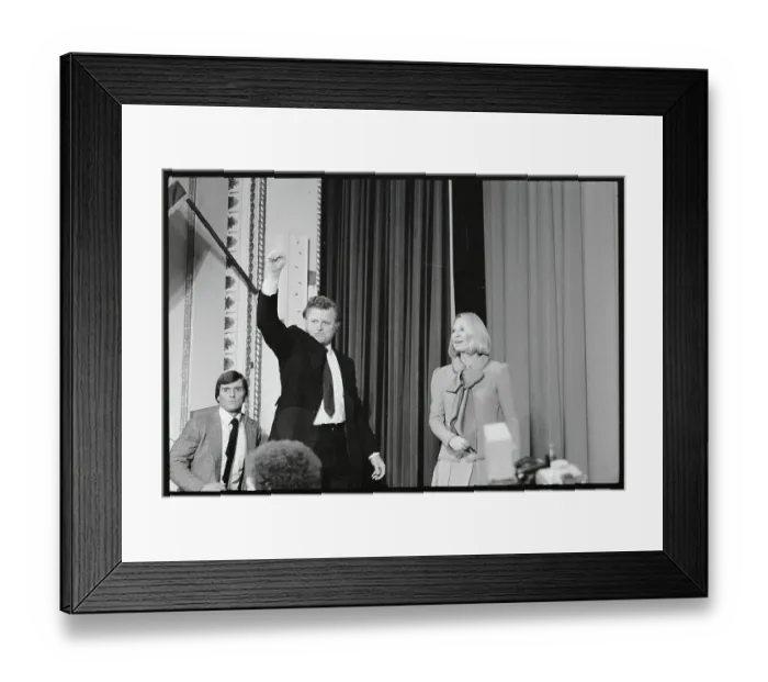 Framed Print : Edward Kennedy Raising a Fist to Supporters Framed Print : Edward Kennedy Raising a Fist to Supporters