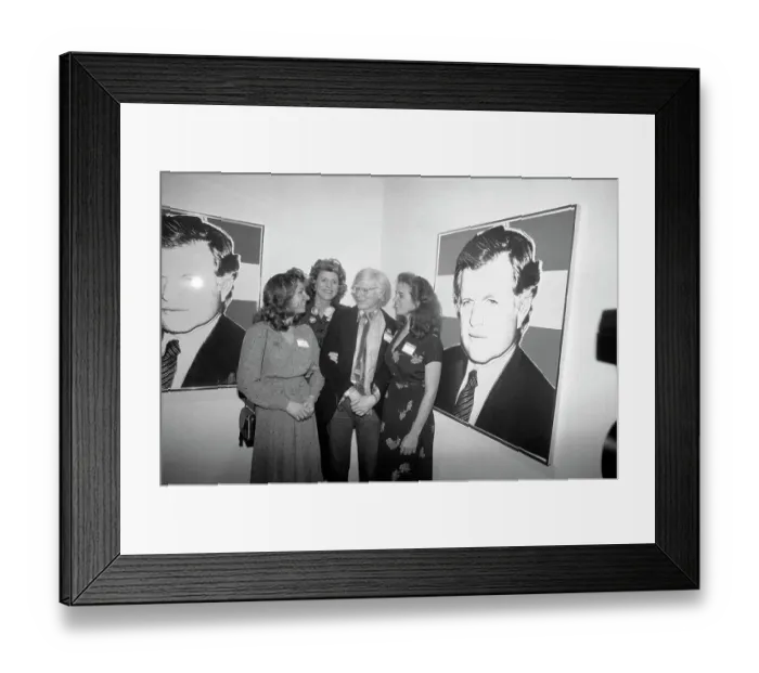 Framed Print : Andy Warhol Stands W / Kennedy Daughters Framed Print : Andy Warhol Stands W / Kennedy Daughters