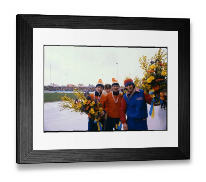 Framed Print : Winners of the 1500 Meter World Speed Skating Championships