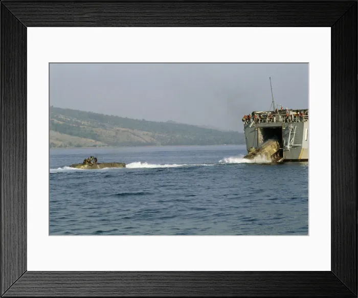 Framed Print : Launching Amphibious Tanks