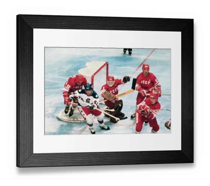 Framed Print : American Olympic Hockey Players in Action