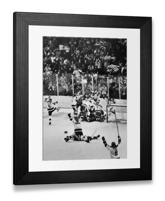 Framed Print : United States Hockey Team Celebrates Victory on the Ice