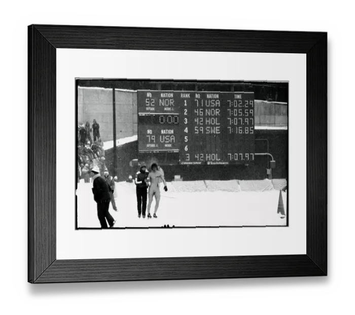 Framed Print : Eric Heiden by Winning Score on Scoreboard