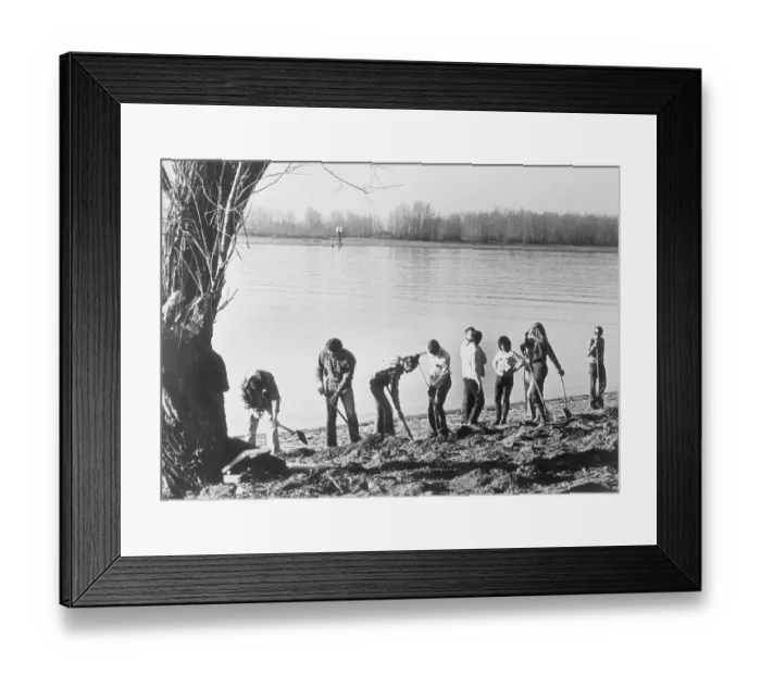 Framed Print : FBI Agents Digging Alongside River Framed Print : FBI Agents Digging Alongside River