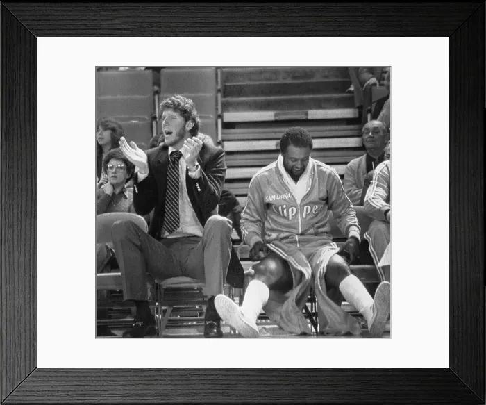 Framed Print : Bill Walton Applauding Teammates While on the Bench Framed Print : Bill Walton Applauding Teammates While on the Bench