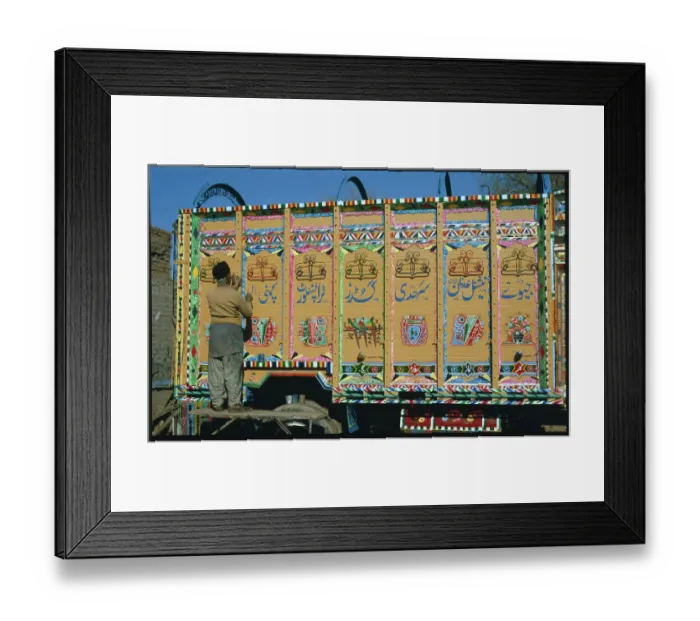 Framed Print : Worker Writing On Truck Framed Print : Worker Writing On Truck