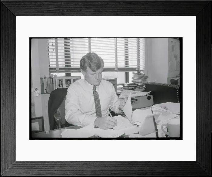 Framed Print : Edward Kennedy Concentrating on a Speech