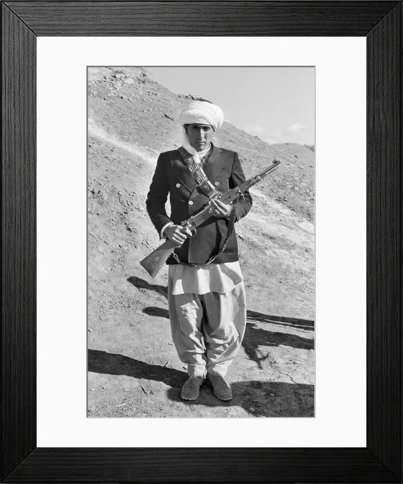 Framed Print : Afghan Rebel Standing Holding Rifle Framed Print : Afghan Rebel Standing Holding Rifle