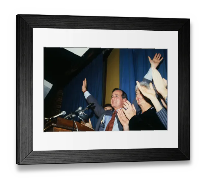 Framed Print : George Bush Raising His Arms Framed Print : George Bush Raising His Arms