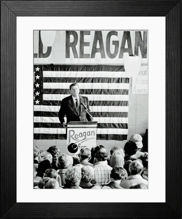 Framed Print : Ronald Reagan Speaking at Airport Framed Print : Ronald Reagan Speaking at Airport