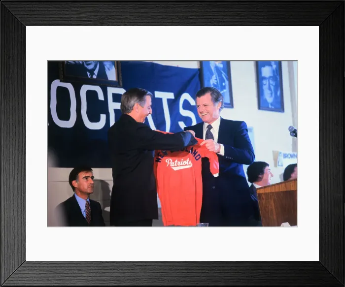Framed Print : Edward M. Kennedy Giving Patriots Jersey to Walter Mondale Framed Print : Edward M. Kennedy Giving Patriots Jersey to Walter Mondale