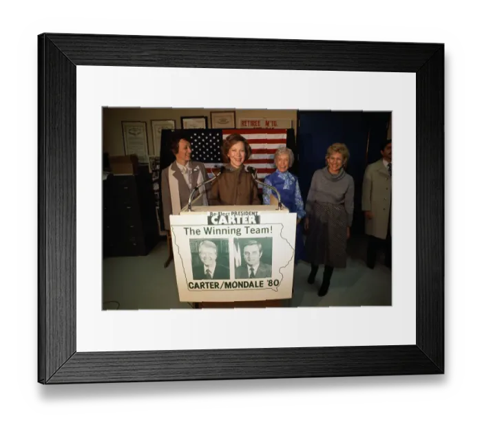 Framed Print : Rosalynn Carter at Podium with Female Friends and Supporters Framed Print : Rosalynn Carter at Podium with Female Friends and Supporters