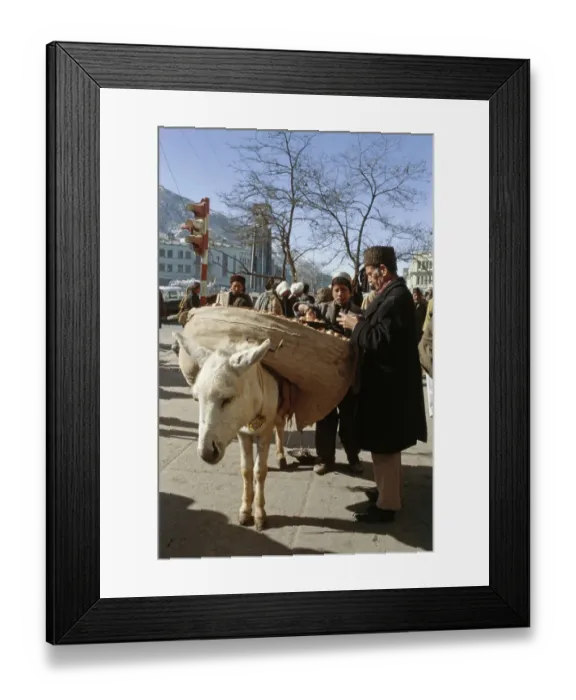 Framed Print : Street Vendor With Mule Framed Print : Street Vendor With Mule