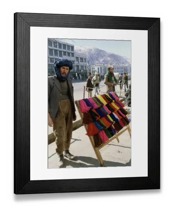 Framed Print : Afghan Wool Vendor Framed Print : Afghan Wool Vendor