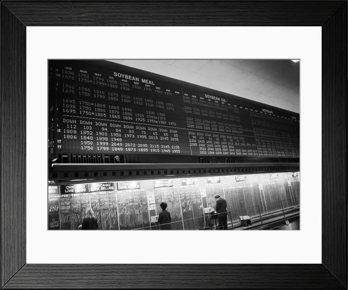 Framed Print : Tote Board Displaying Commodities Quotes Framed Print : Tote Board Displaying Commodities Quotes