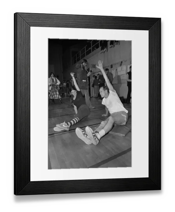 Framed Print : George Bush and Colleague Performing Aerobic Exercises Framed Print : George Bush and Colleague Performing Aerobic Exercises