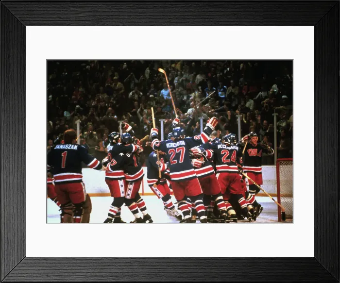 Framed Print : United States Olympic Hockey Team in Winning Game Framed Print : United States Olympic Hockey Team in Winning Game
