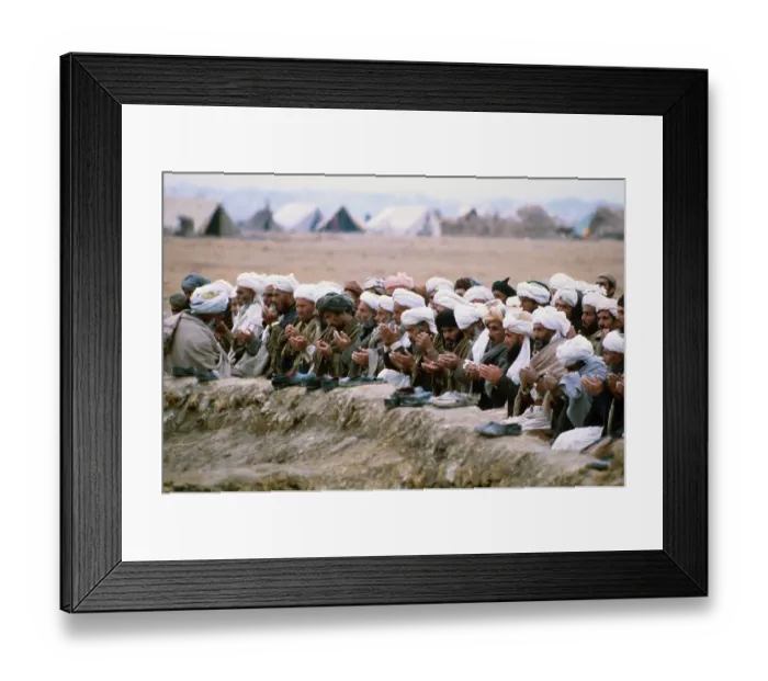 Framed Print : Men Kneeling on Ground in Afghanistan Framed Print : Men Kneeling on Ground in Afghanistan