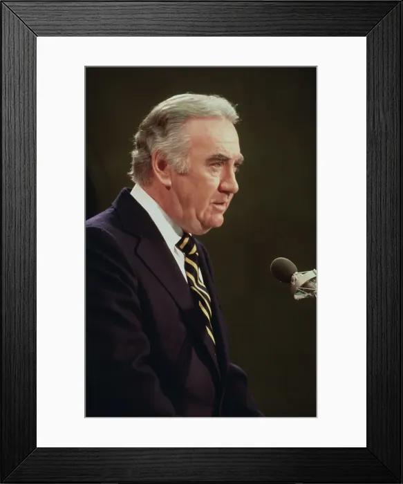 Framed Print : Governor Hugh Carey at Microphone Framed Print : Governor Hugh Carey at Microphone