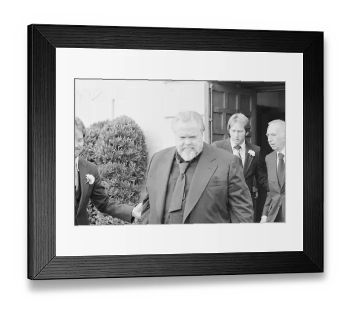 Framed Print : Orson Welles at Darryl Zanuck Funeral Framed Print : Orson Welles at Darryl Zanuck Funeral