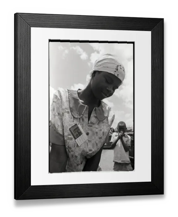 Framed Print : Woman Wearing I.D. Card to Fetch Water