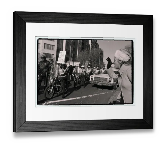 Framed Print : Woman Thumbing Nose at Moslem Protesters Framed Print : Woman Thumbing Nose at Moslem Protesters
