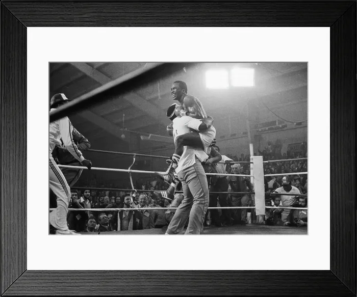 Framed Print : Sugar Ray Leonard in Trainer's Arms Framed Print : Sugar Ray Leonard in Trainer's Arms