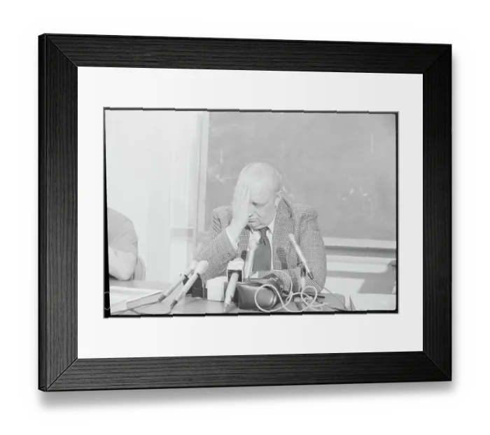 Framed Print : Orville Kelly Speaking at News Conference Framed Print : Orville Kelly Speaking at News Conference