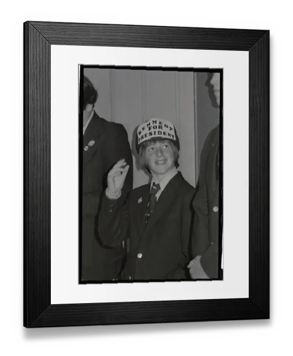 Framed Print : Patrick Kennedy Wearing Kennedy for President Hat