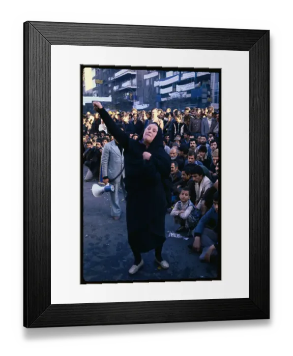 Framed Print : Woman with Arm Raised at Demonstration Framed Print : Woman with Arm Raised at Demonstration