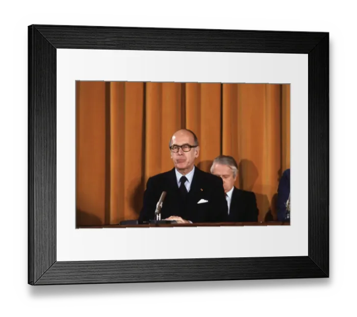 Framed Print : Valery Giscard D'Estaing Attending News Conference Framed Print : Valery Giscard D'Estaing Attending News Conference