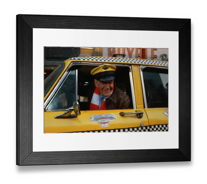 Framed Print : Fred Astaire Sitting in Taxi Cab During Movie Scene Framed Print : Fred Astaire Sitting in Taxi Cab During Movie Scene