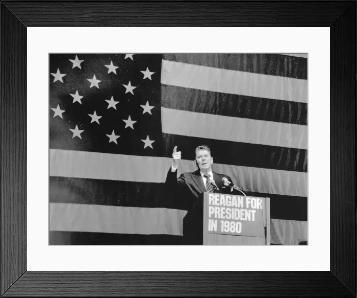 Framed Print : Ronald Reagan Gesturing at Podium