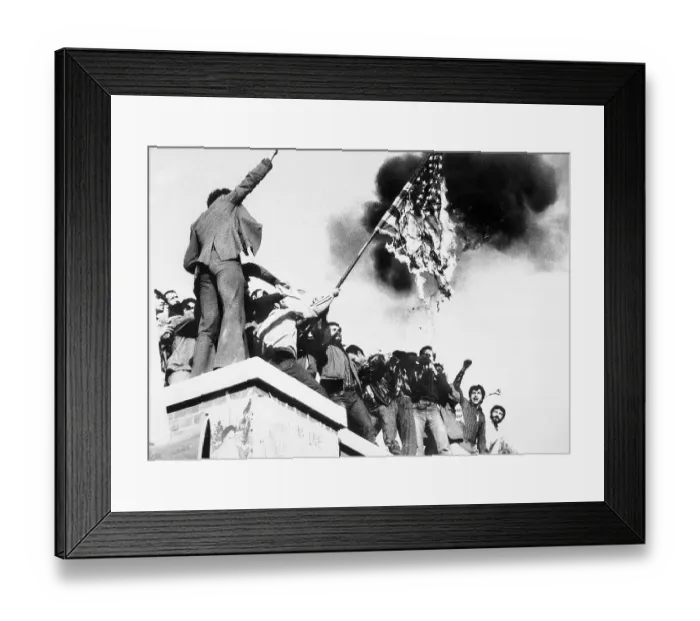 Framed Print : Iranian Demonstrators Burning American Flag on U.S. Embassy Framed Print : Iranian Demonstrators Burning American Flag on U.S. Embassy