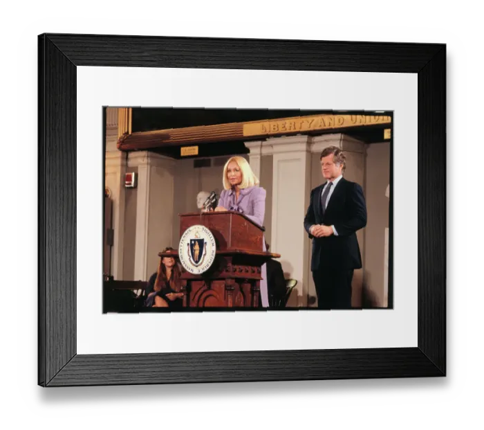 Framed Print : Joan Kennedy Speaking to Reporters Framed Print : Joan Kennedy Speaking to Reporters