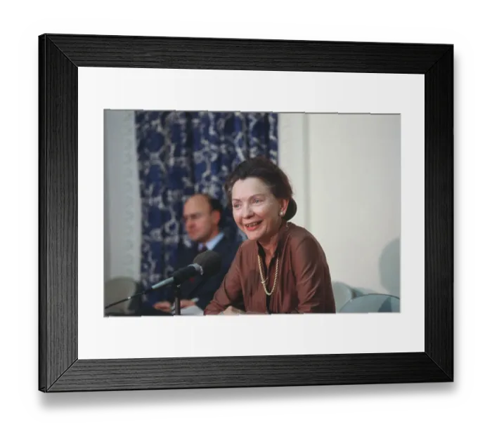 Framed Print : Shirley Hufstedler Smiling at Microphone Framed Print : Shirley Hufstedler Smiling at Microphone