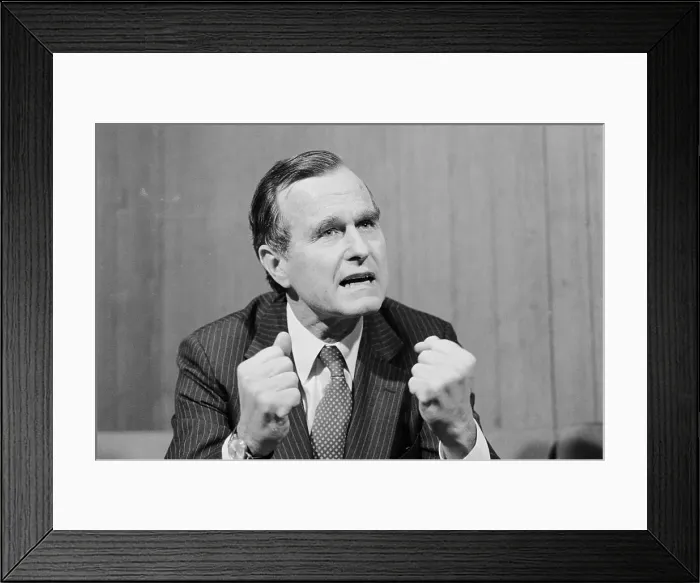 Framed Print : George Bush Speaking with Clenched Fists