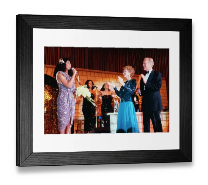 Framed Print : Gerald Ford and Wife with Donna Summer at Disco Dinner Benefit