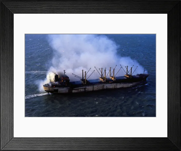 Framed Print : Freighter Mimosa on Fire Framed Print : Freighter Mimosa on Fire
